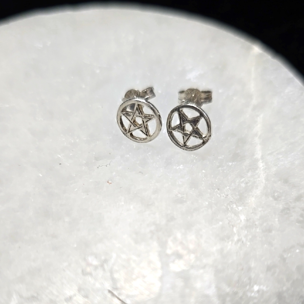 Sterling Silver Pentagram Earrings